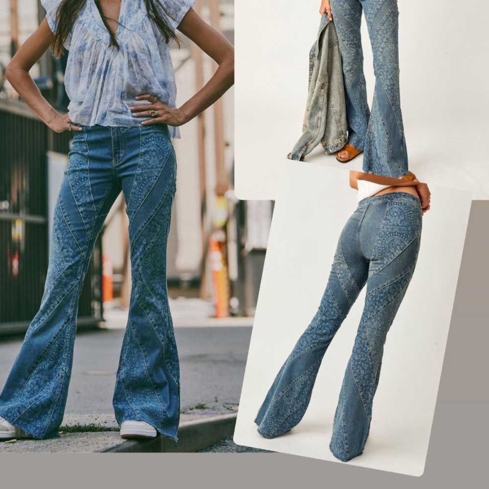 New Free People mermaid mid-rise flare jean Size31